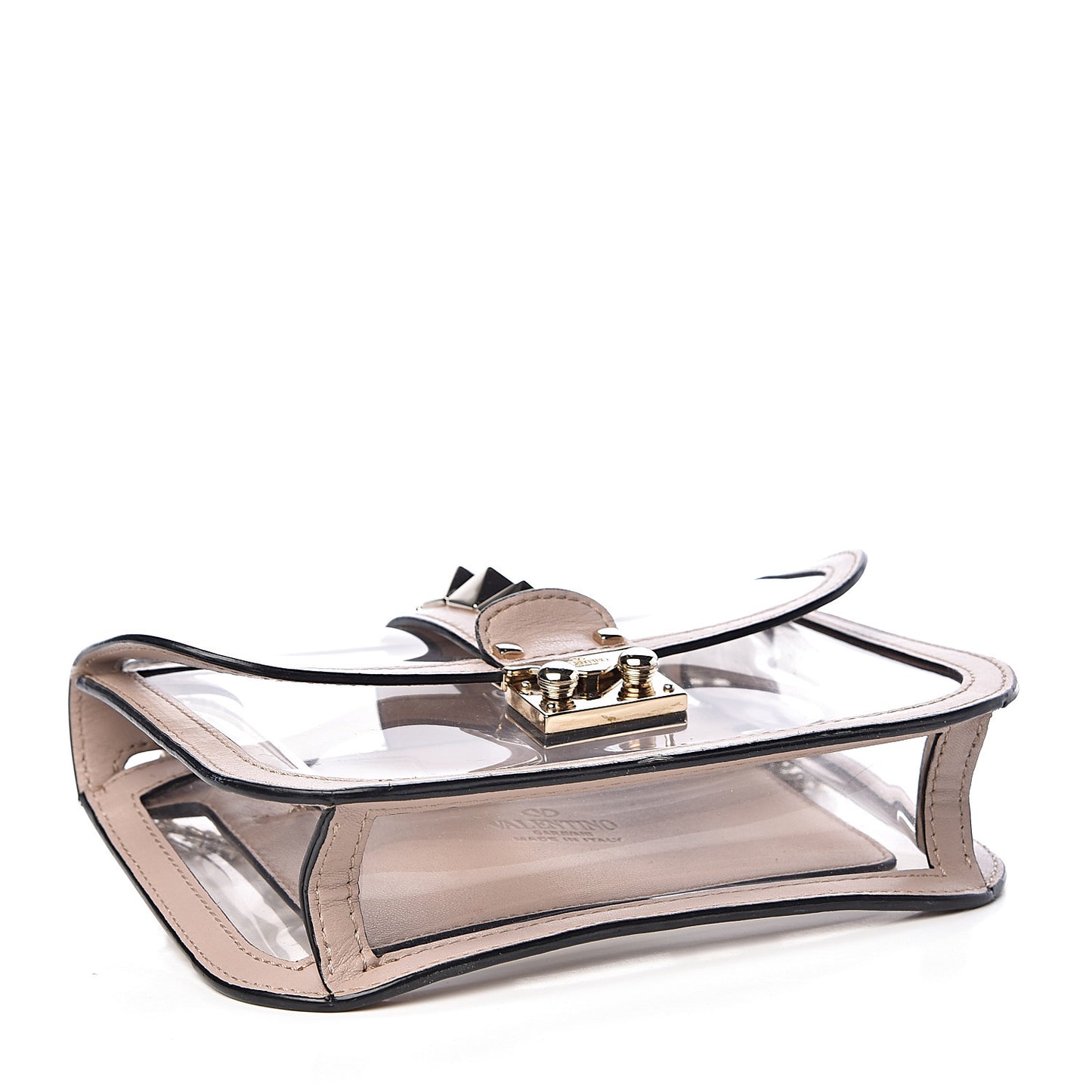 PVC Nappa Naked Small Glam Lock Rockstud Flap Poudre