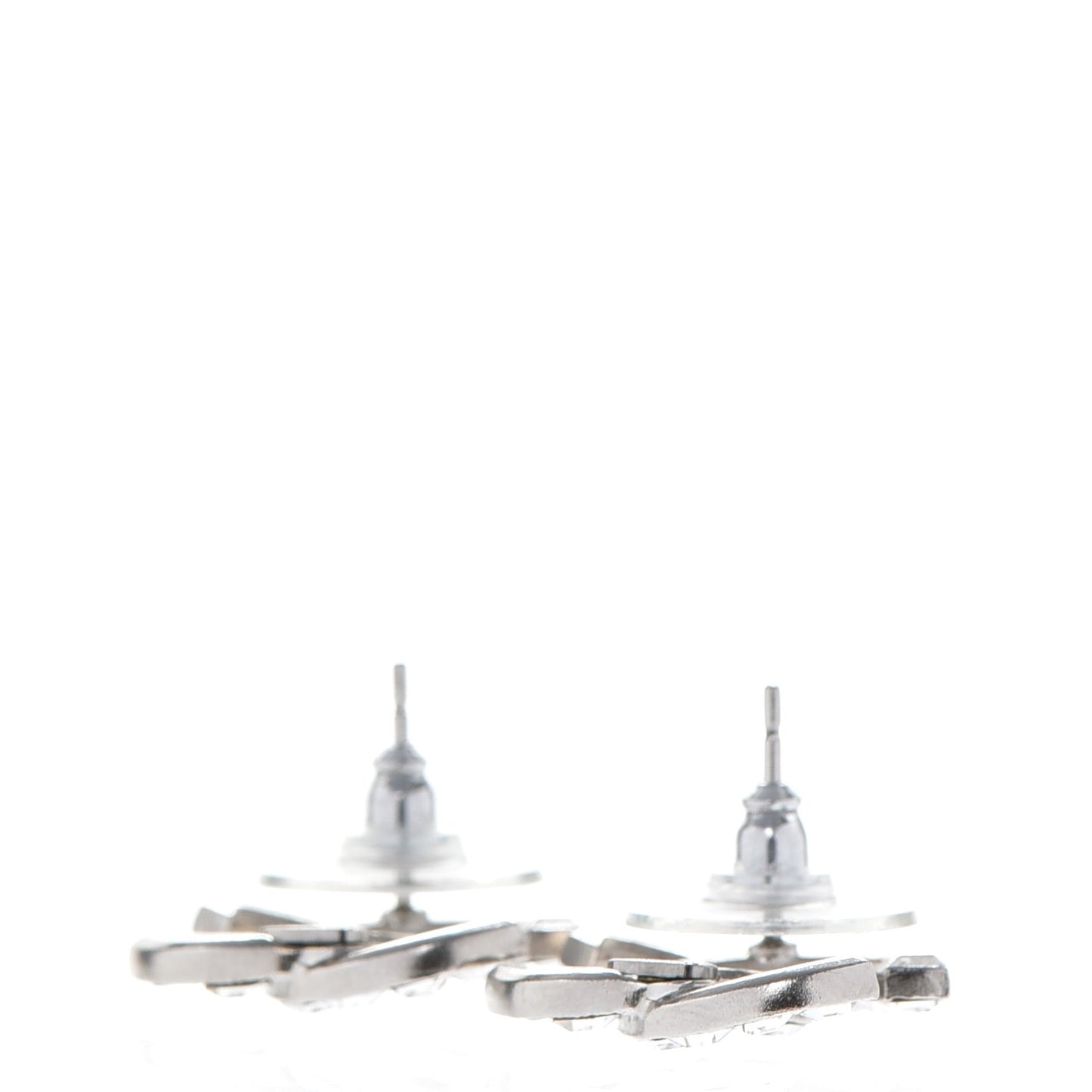 Baguette Crystal CC Earrings Silver