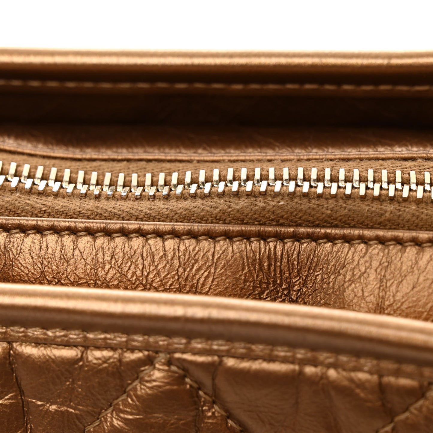 Metallic Aged Calfskin Quilted Small Gabrielle Hobo Bronze