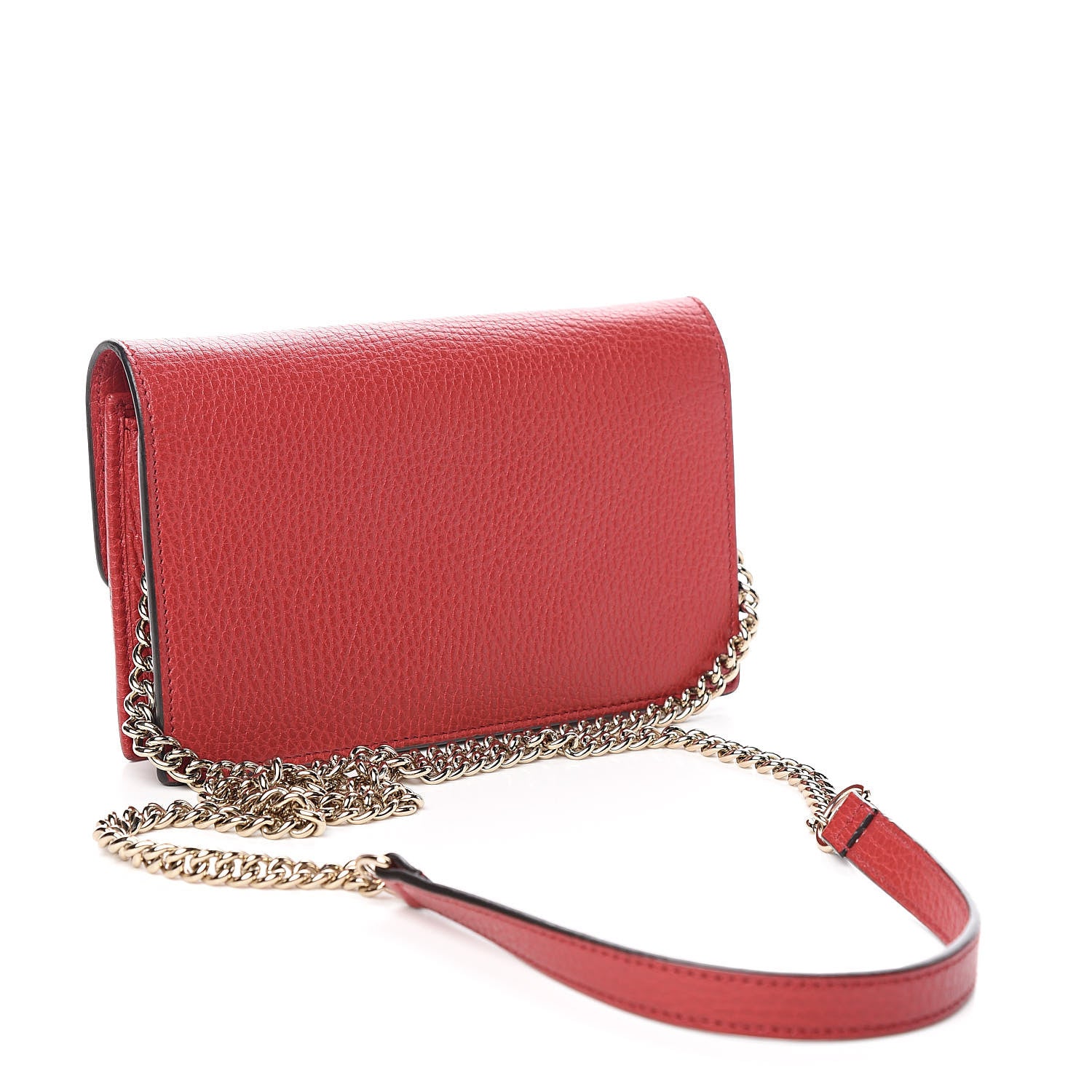 Gucci Dollar Calfskin Interlocking G Chain Wallet Red 3 of 13