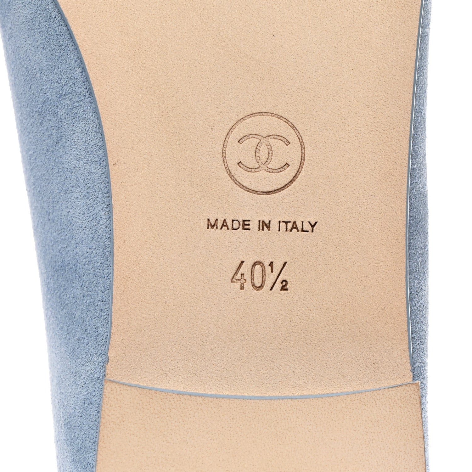 Chanel Suede Calfskin Cap Toe CC Ballerina Flats 40.5 Light Blue Turquoise 7 of 9