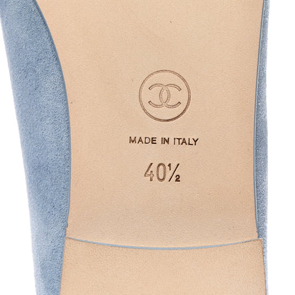Chanel Suede Calfskin Cap Toe CC Ballerina Flats 40.5 Light Blue Turquoise 7 of 9