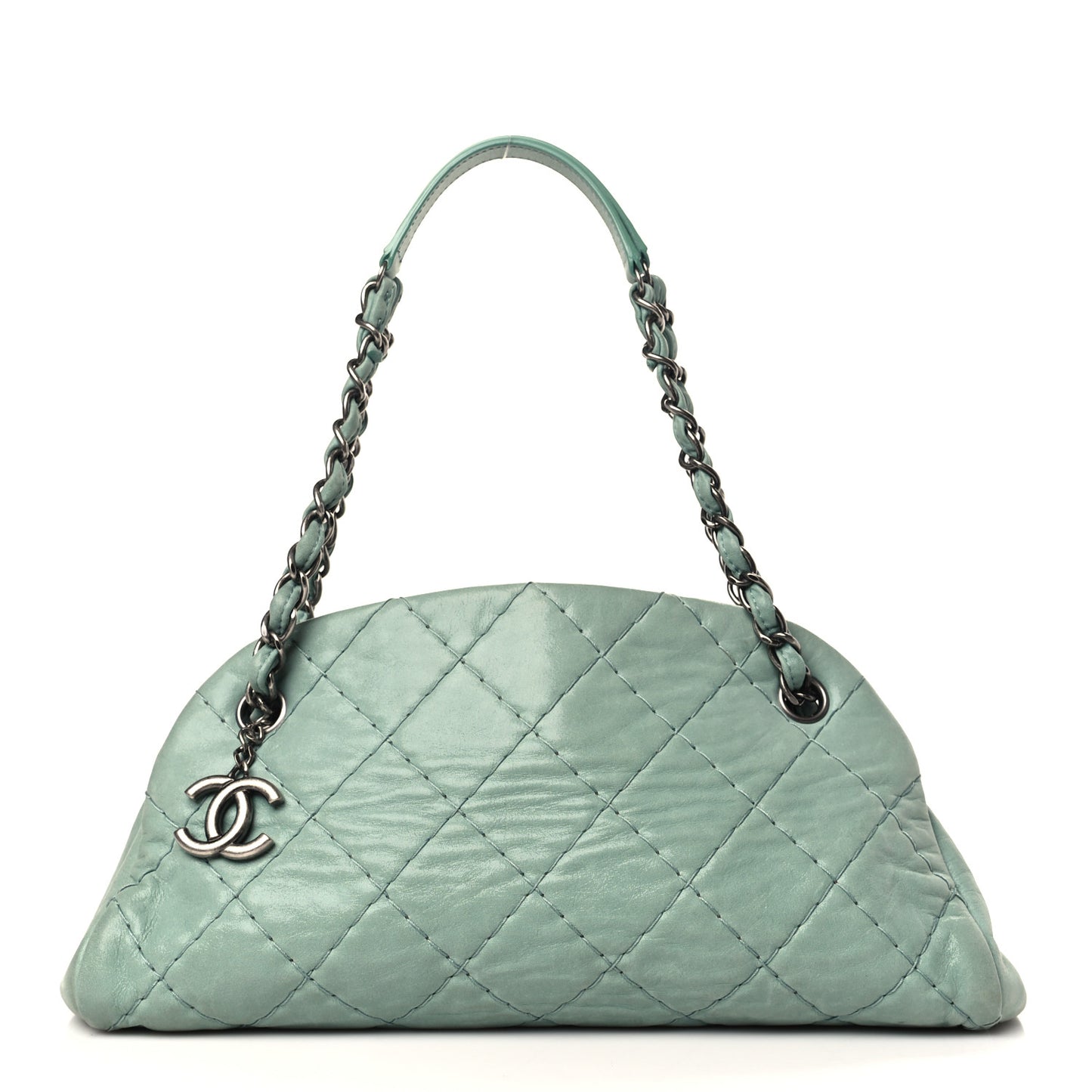 Iridescent Calfskin Medium Just Mademoiselle Bowler Green