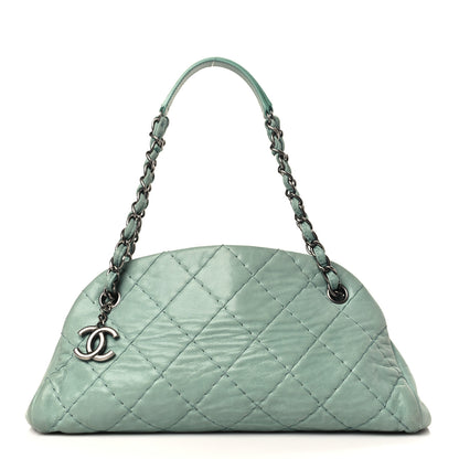 Chanel Iridescent Calfskin Medium Just Mademoiselle Bowler Green 1 of 9