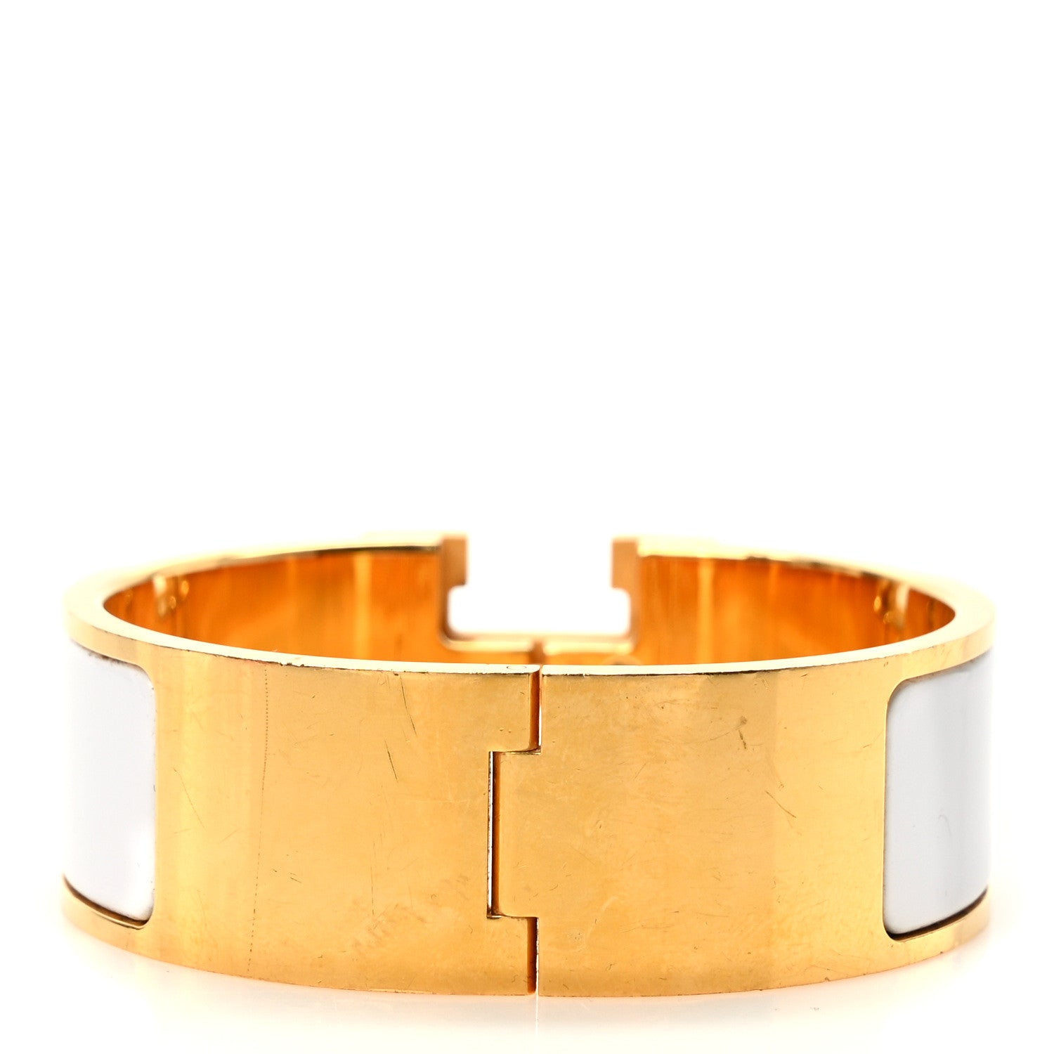 Hermes Enamel Wide Clic Clac H Bracelet GM White 3 of 5