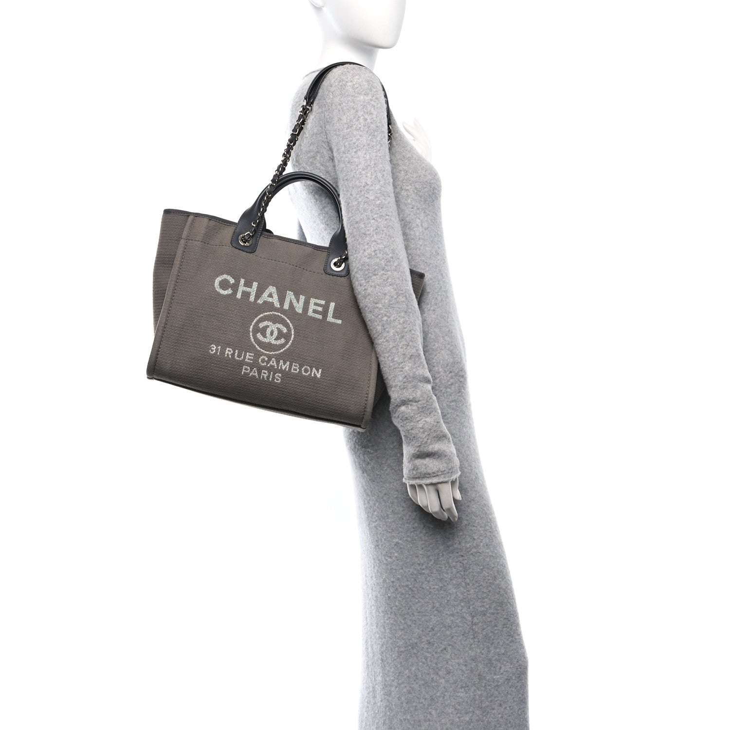 Chanel Mixed Fibers Small Deauville Tote Grey 2 of 12