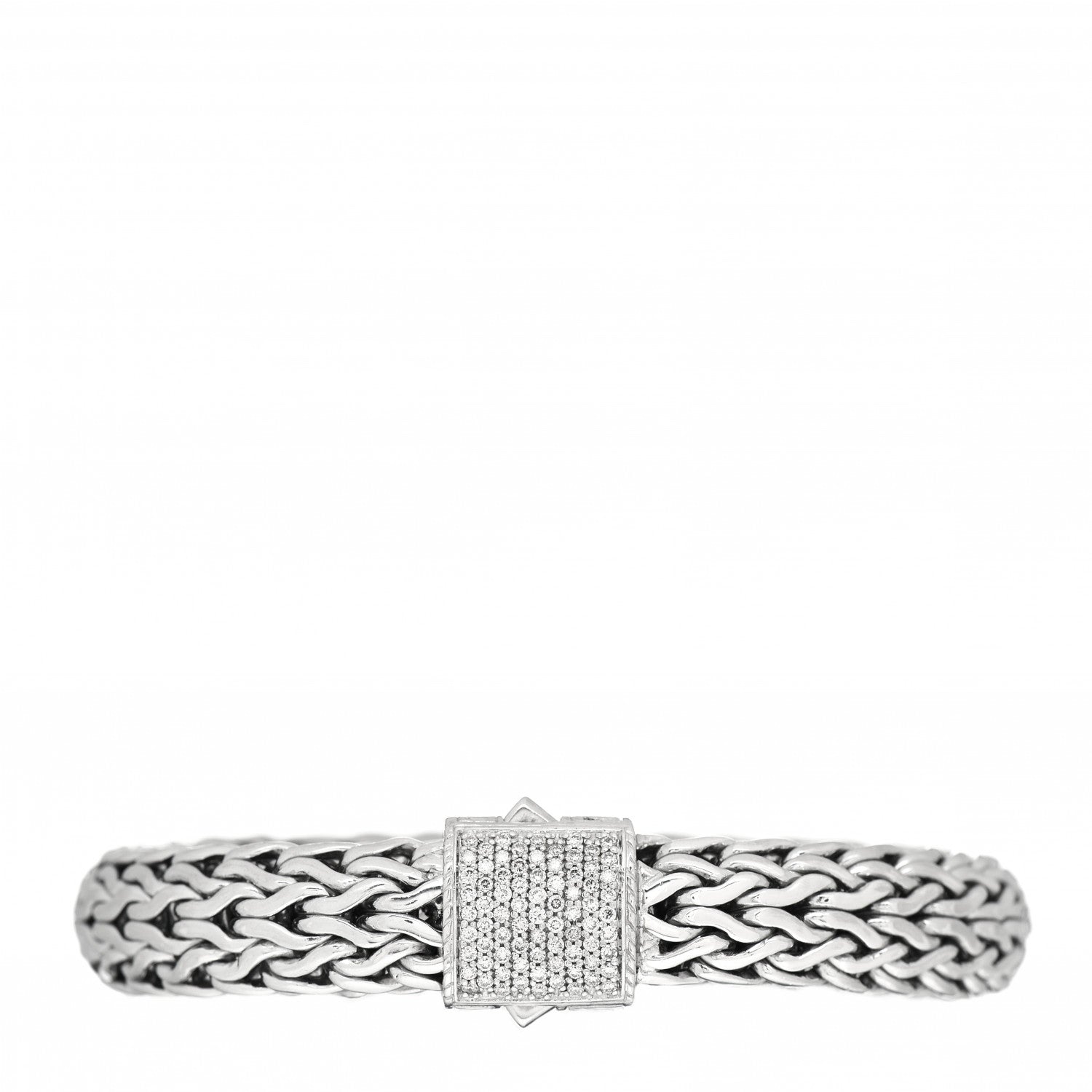 John Hardy Sterling Silver Diamond 10.5mm Classic Chain Bracelet 1 of 4