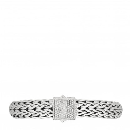 John Hardy Sterling Silver Diamond 10.5mm Classic Chain Bracelet 1 of 4