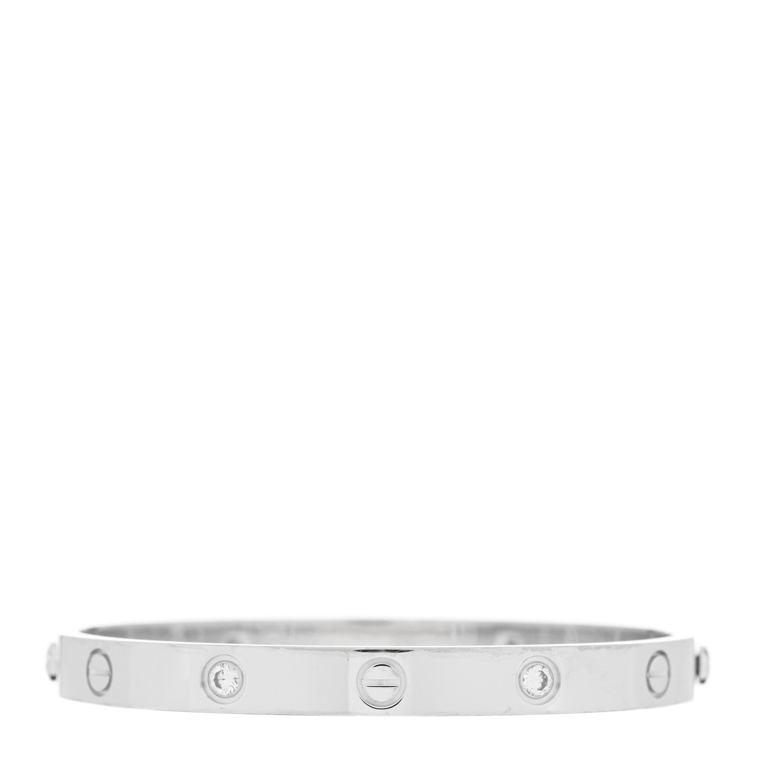 Cartier 18K White Gold 4 Diamond Love Bracelet 17 1 of 5