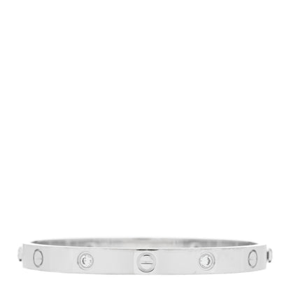 Cartier 18K White Gold 4 Diamond Love Bracelet 17 1 of 5