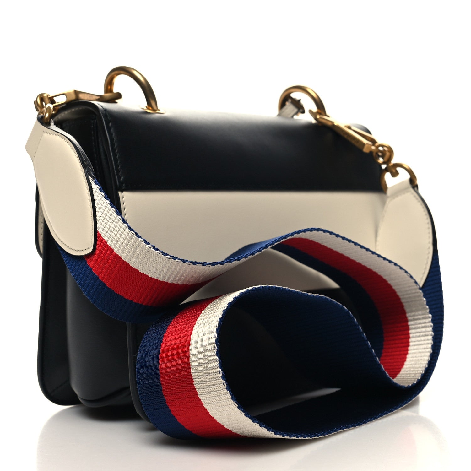 Gucci Calfskin Sylvie Web Queen Margaret Shoulder Bag Mystic White Black 3 of 10