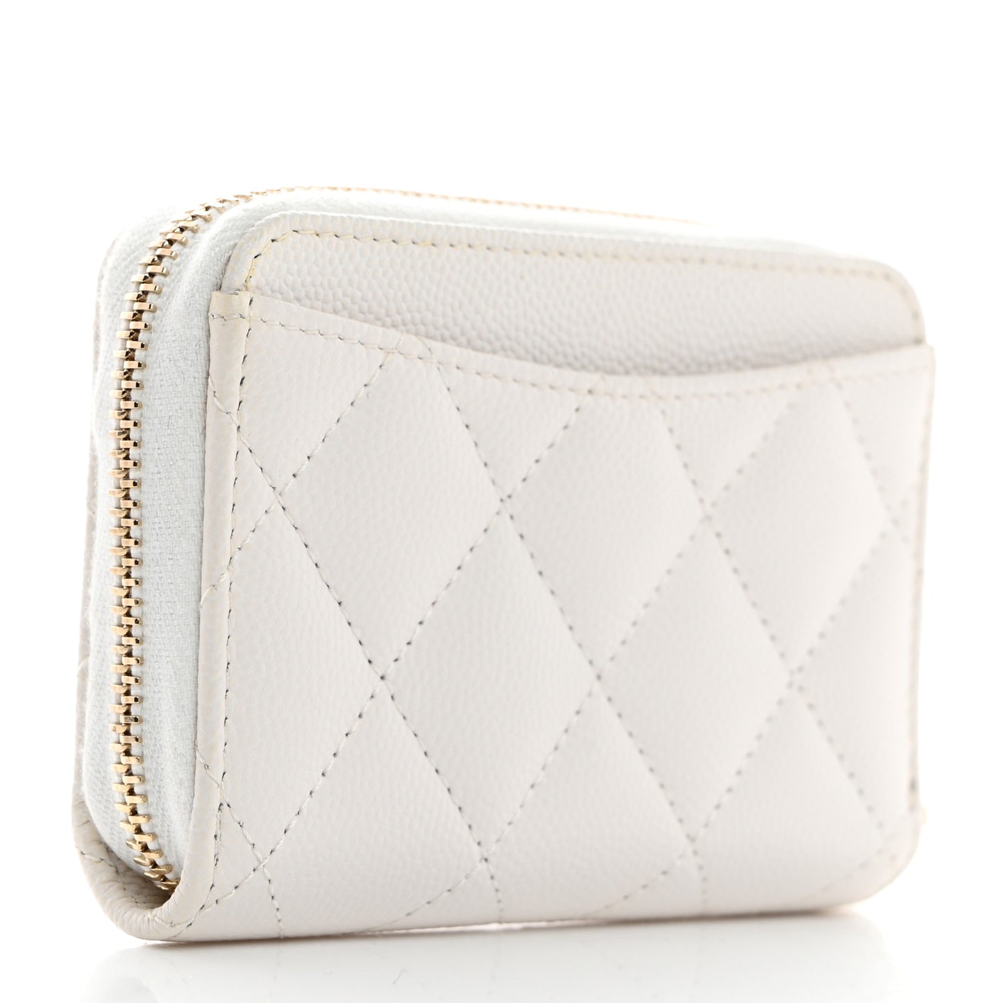 Caviar Quilted Zip Coin Purse White
