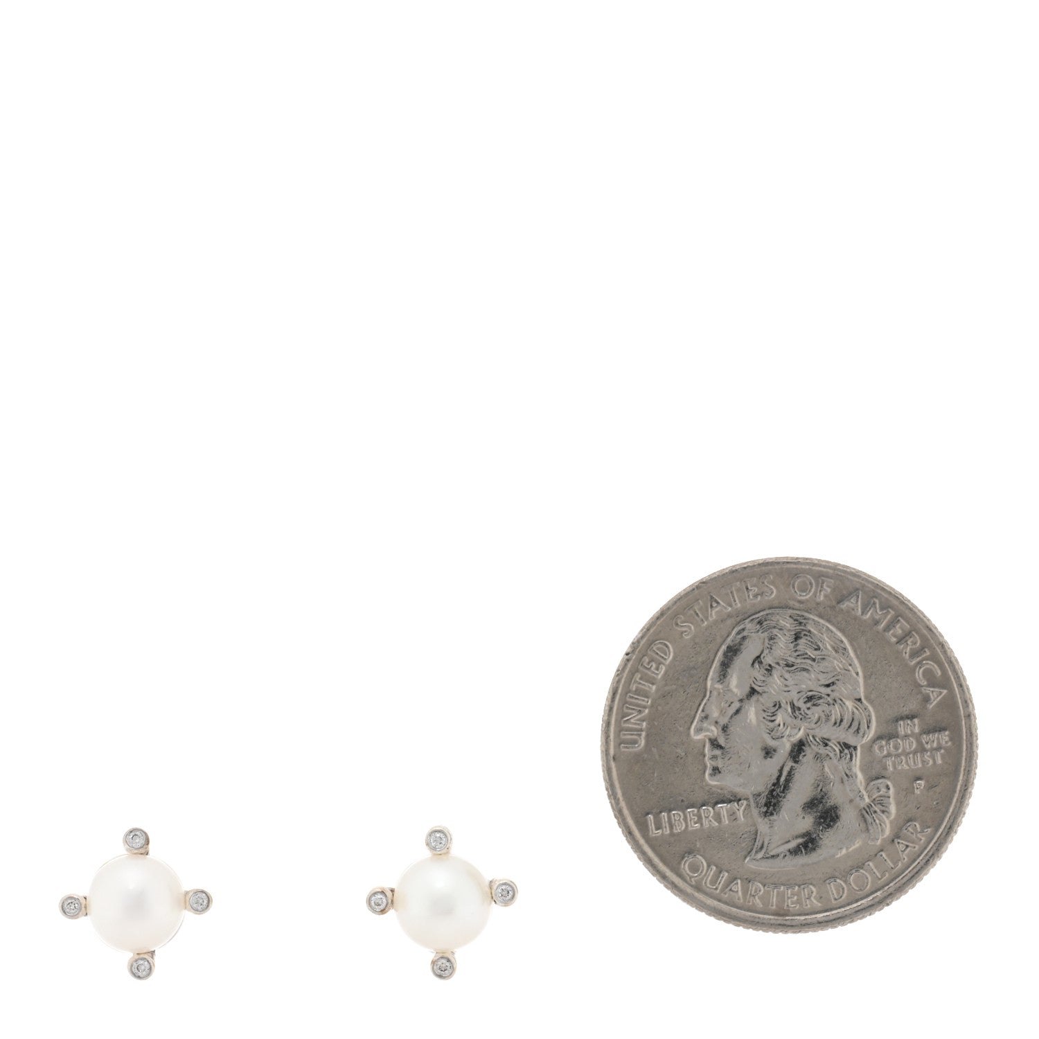David Yurman Sterling Silver Diamond Cultured Pearl 6-6.5mm Cable Stud Earrings 2 of 4