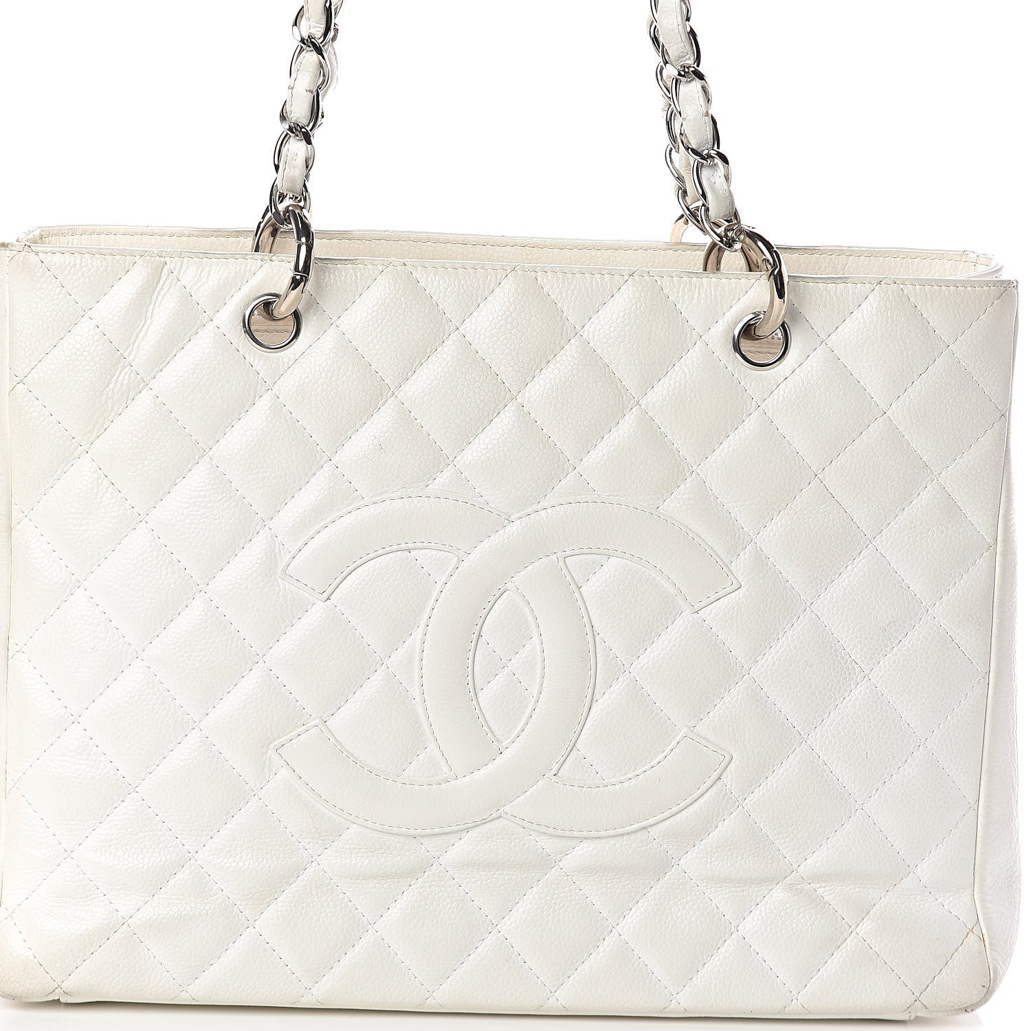 Chanel Caviar Quilted Grand Shopping Tote GST White 10 of 18
