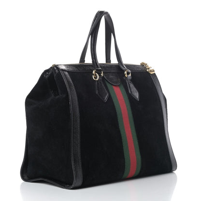 Gucci Suede Patent GG Web Medium Ophidia Tote Bag Black 2 of 9