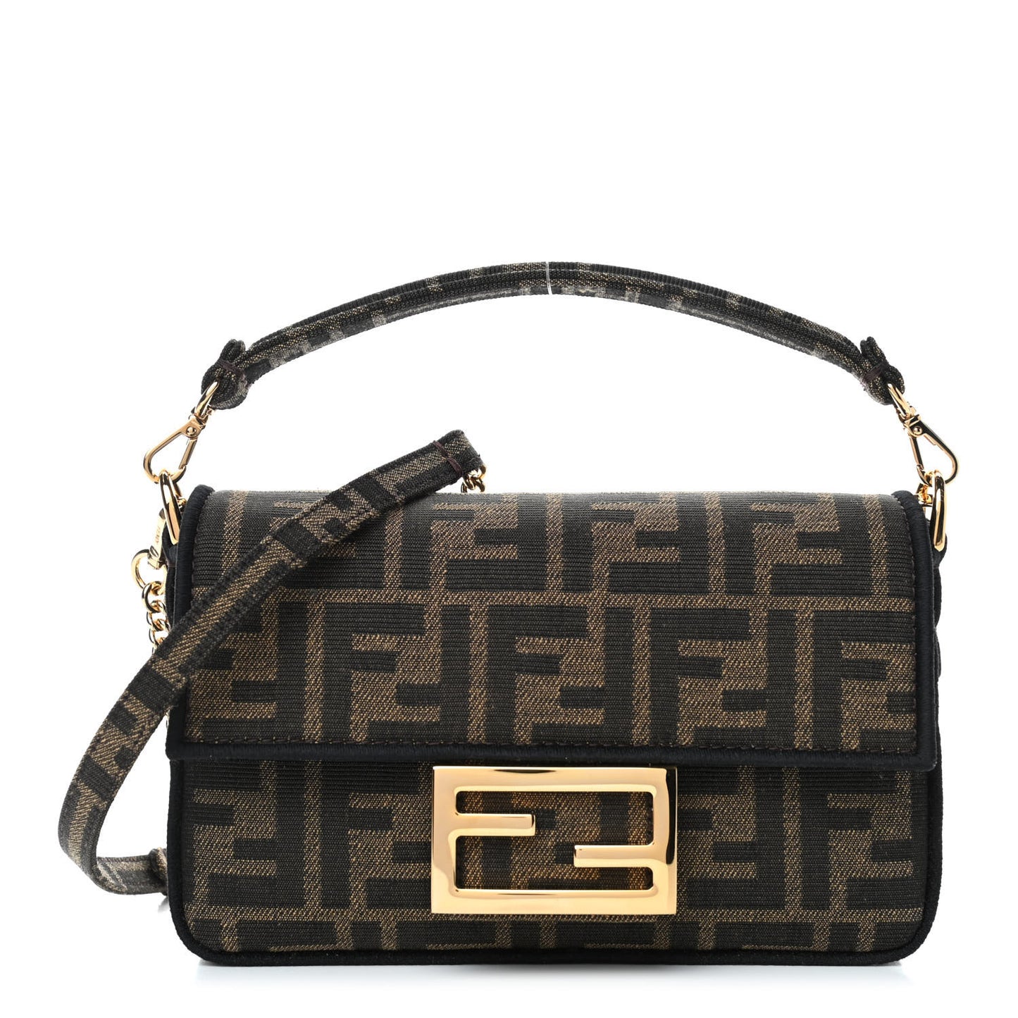 Fabric Jacquard FF 1974 Mini Baguette Tobacco Moro Black
