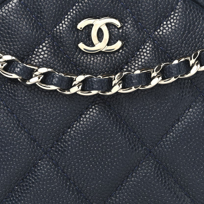 Chanel Caviar Quilted Round Clutch With Chain Navy 8 of 10