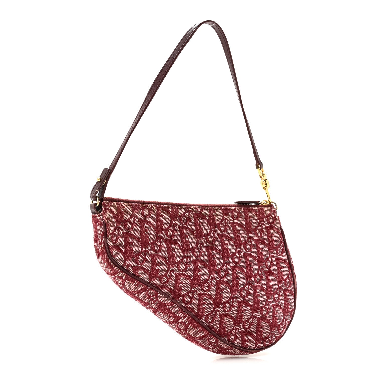 Christian Dior Monogram Mini Saddle Pochette Burgundy 3 of 14