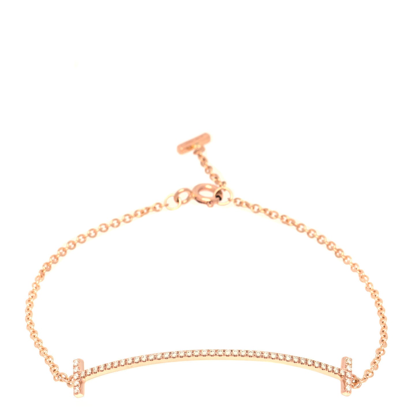 18K Rose Gold Diamond T Smile Bracelet