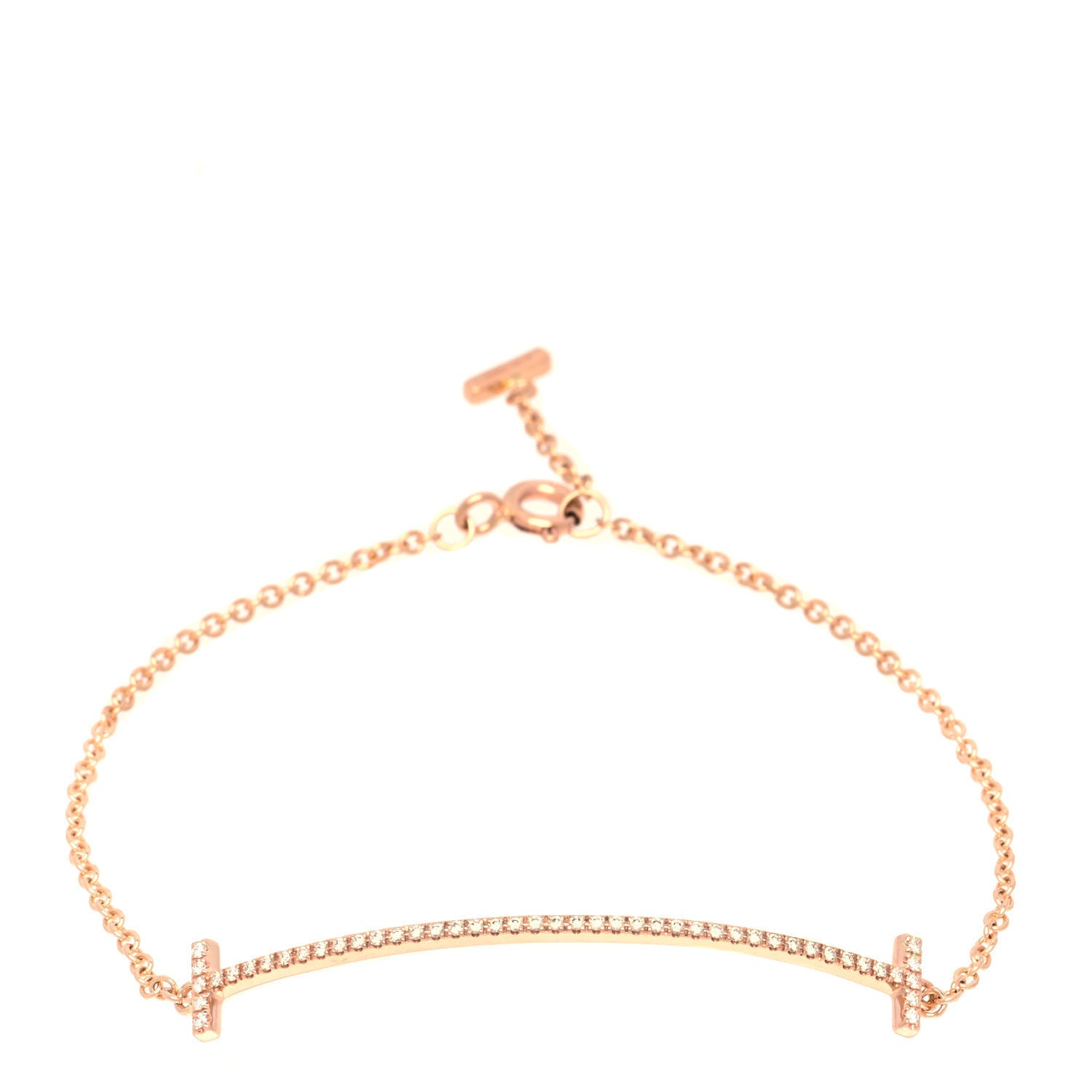 Tiffany 18K Rose Gold Diamond T Smile Bracelet 1 of 4