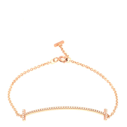 Tiffany 18K Rose Gold Diamond T Smile Bracelet 1 of 4