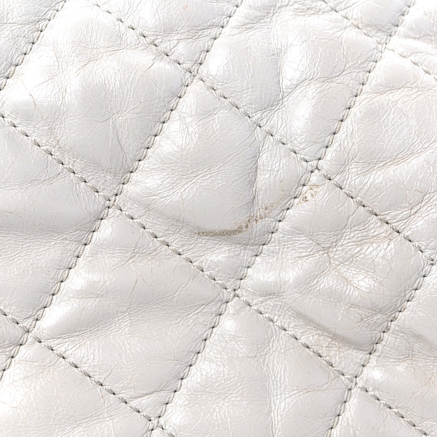 Glazed Calfskin Quilted Large Chain Me Hobo Dark White