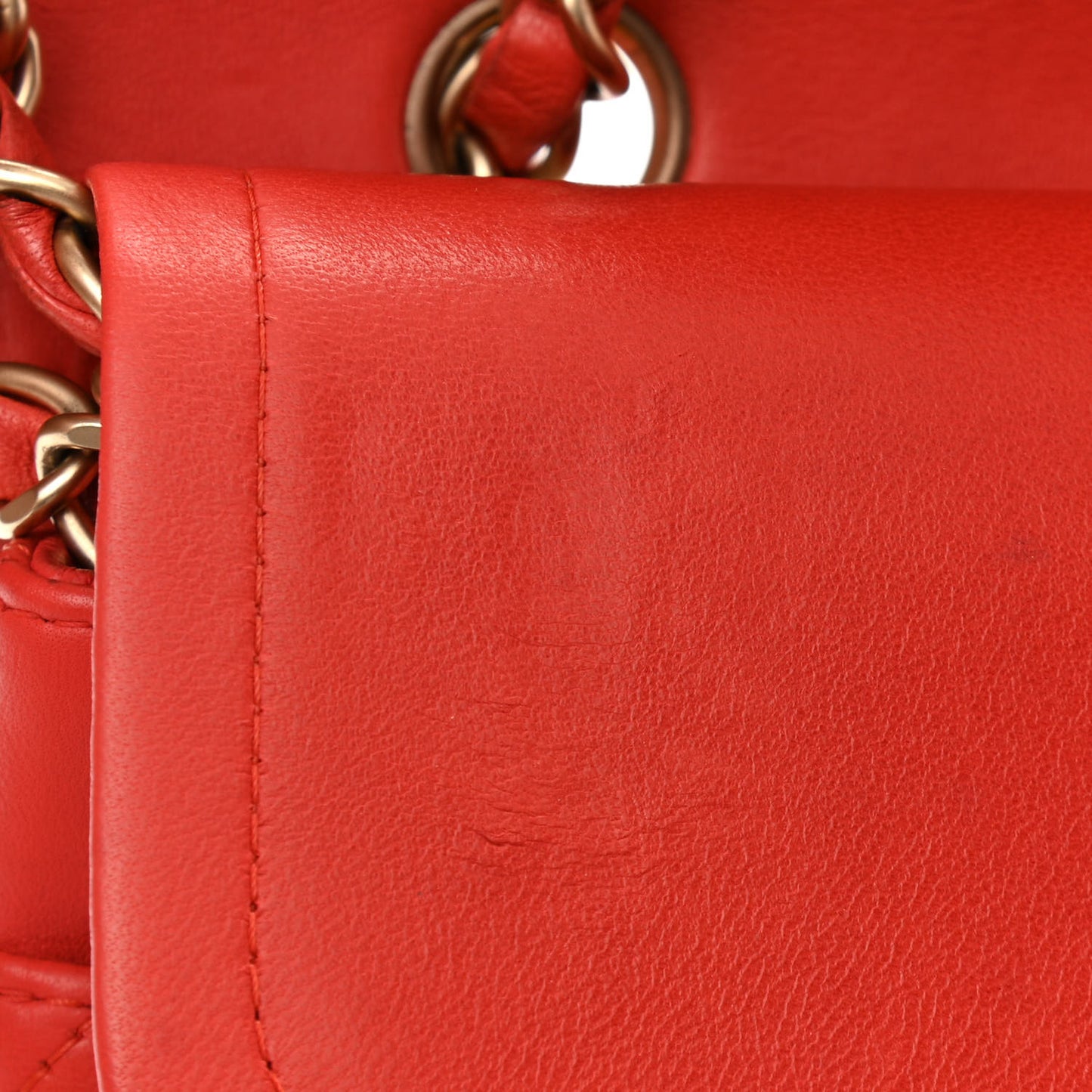 Lambskin Quilted Medium Double Flap Red