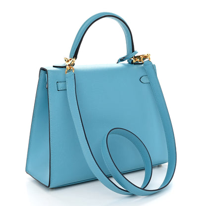 Hermes Madame Calfskin Kelly Sellier 25 Bleu du Nord 3 of 11