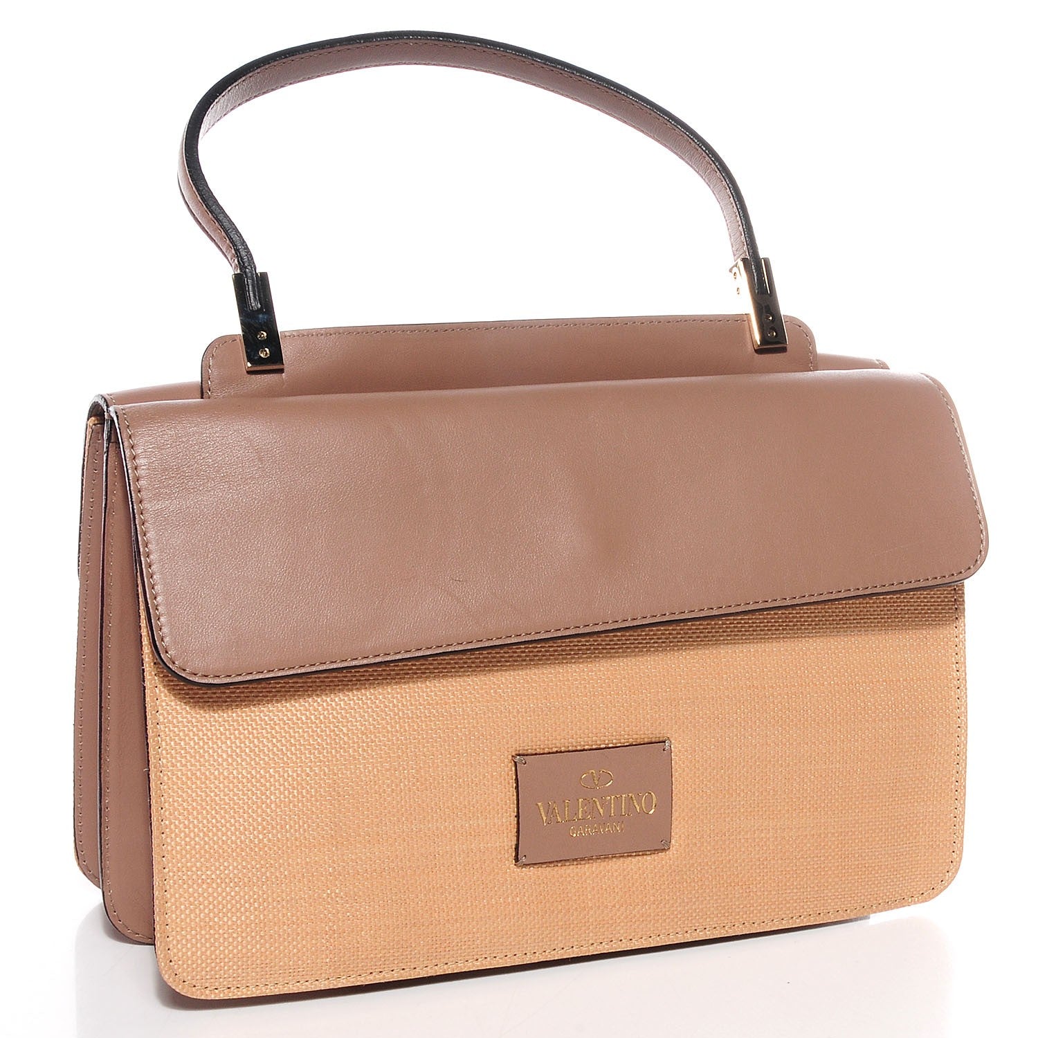 Valentino Garavani Raffia Nappa Aphrodite Bow Satchel Sabbia 3 of 8