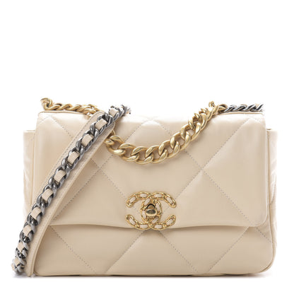 Chanel Goatskin Quilted Medium 19 Flap Beige 1 of 11