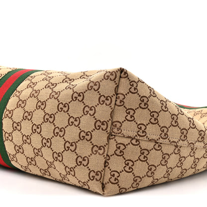 Gucci GG Monogram Web Large Giglio Tote Beige Brown 9 of 10