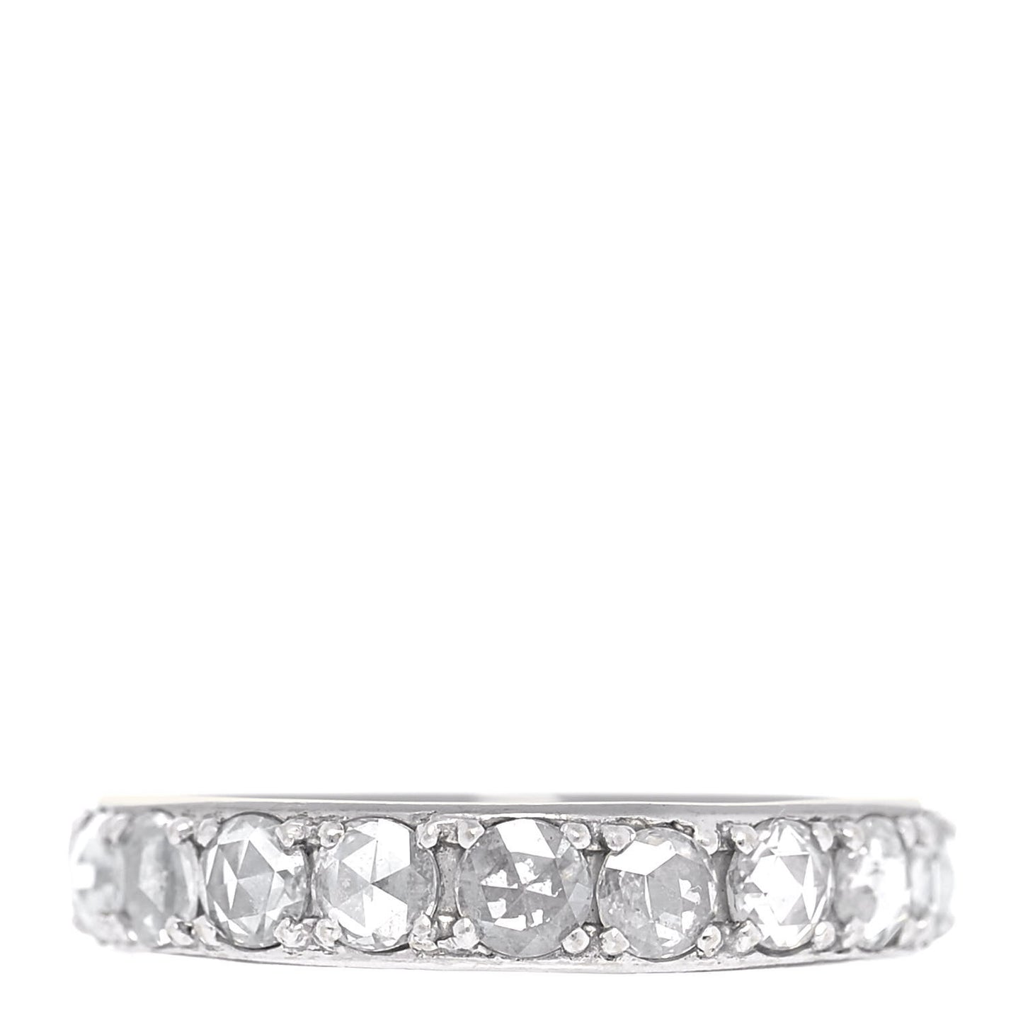 18K White Gold Diamond Metro Rose Cut Eternity Band Ring 51 5.75