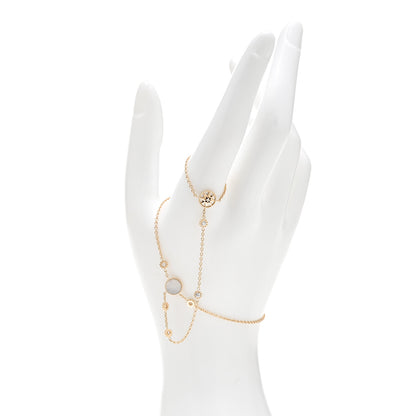Christian Dior 18K Yellow Gold Diamond Mother of Pearl Rose Des Vents Hand Jewel Bracelet 2 of 6