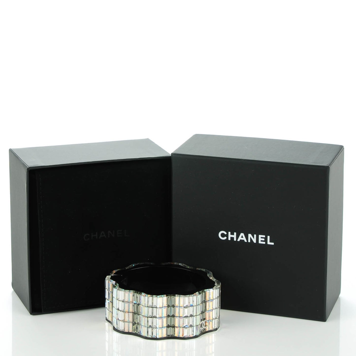 Resin Crystal Baguette CC Bangle Black