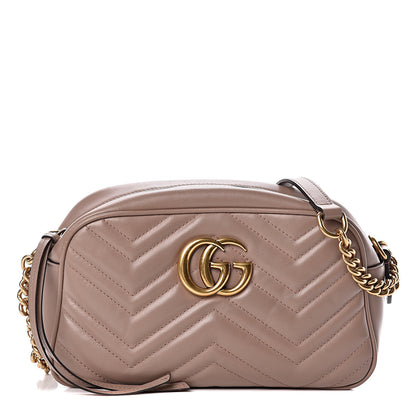 Gucci Calfskin Matelasse Small GG Marmont Chain Shoulder Bag Porcelain Rose 1 of 12