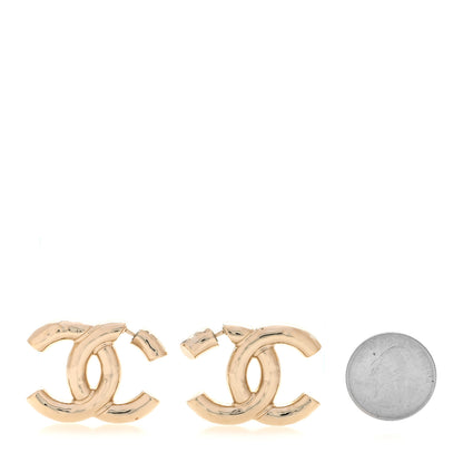 Chanel Metal Large CC Earrings Light Gold 2 of 5