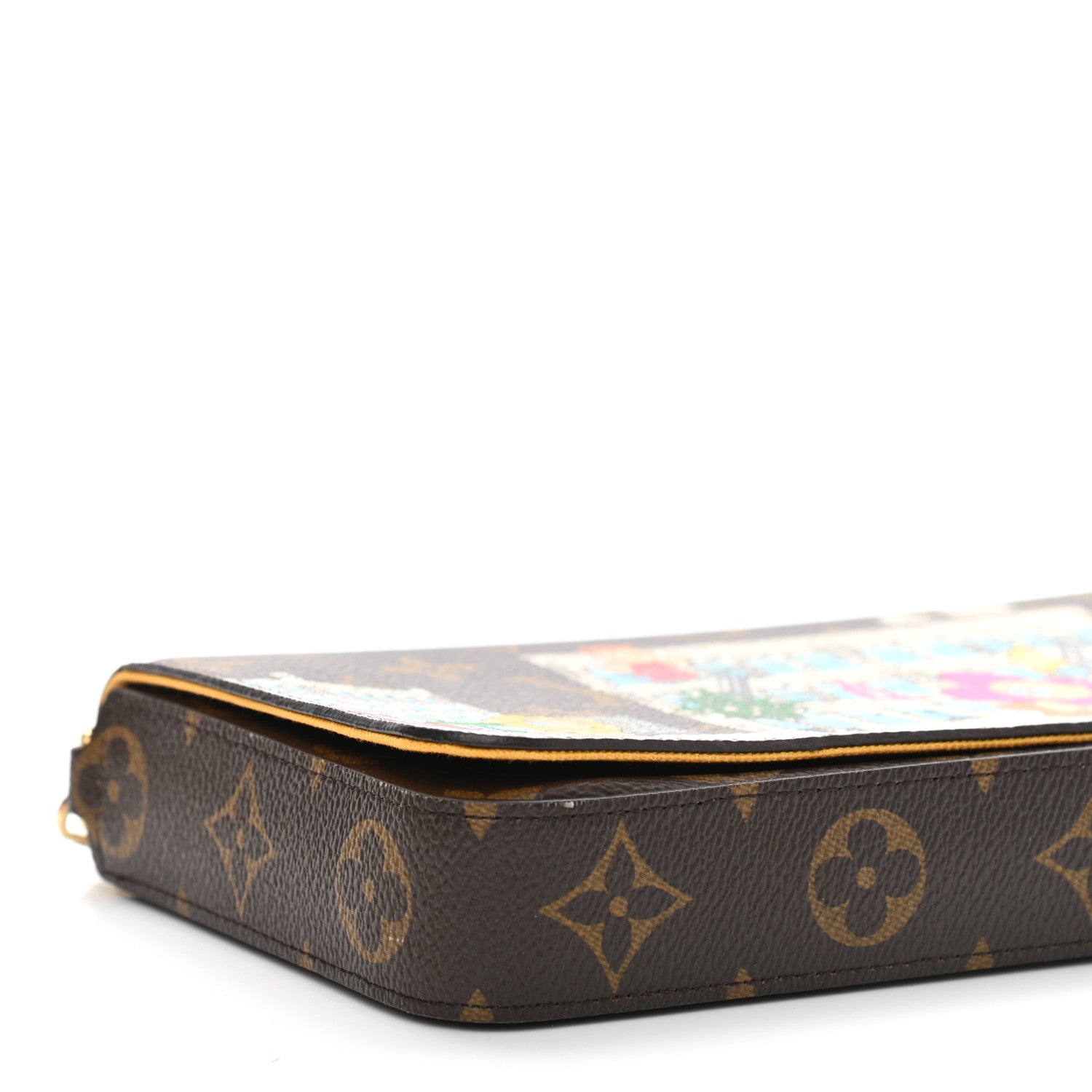 Louis Vuitton Monogram 2022 Christmas Animation New York Soho Pochette Felicie Chain Wallet Yellow 9 of 11