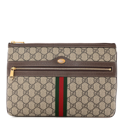 Gucci GG Supreme Monogram Large Ophidia Pouch Clutch Brown 1 of 7