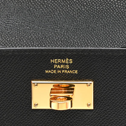 Hermes Madame Calfskin Kelly Pocket Compact Wallet Black 6 of 8