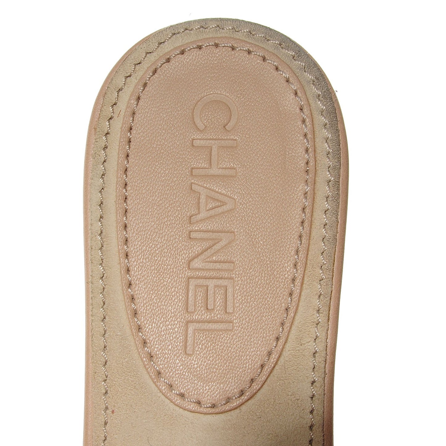 Leather Camellia Mules 38 Beige Black
