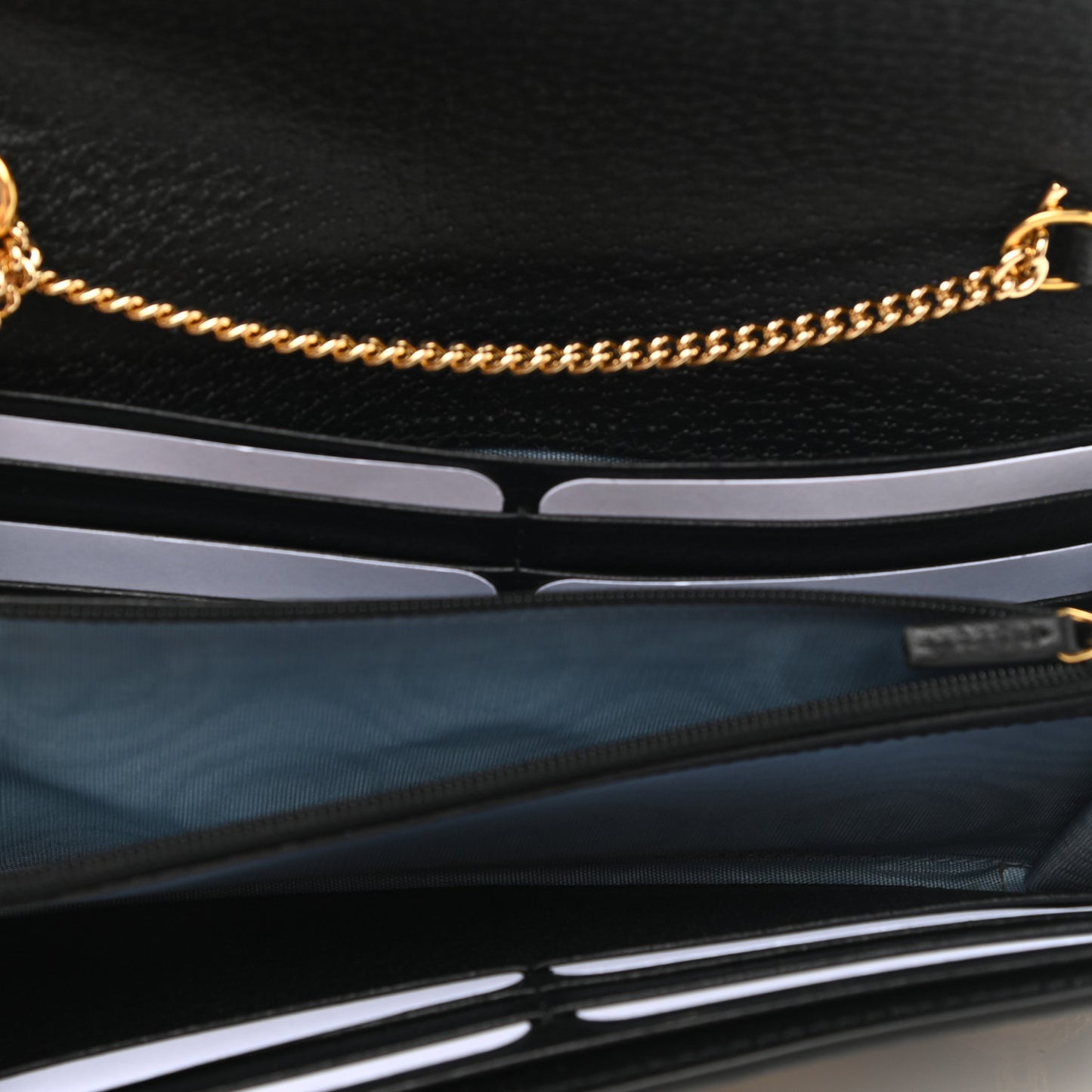 Grained Calfskin Bee Star Continental Chain Wallet Black