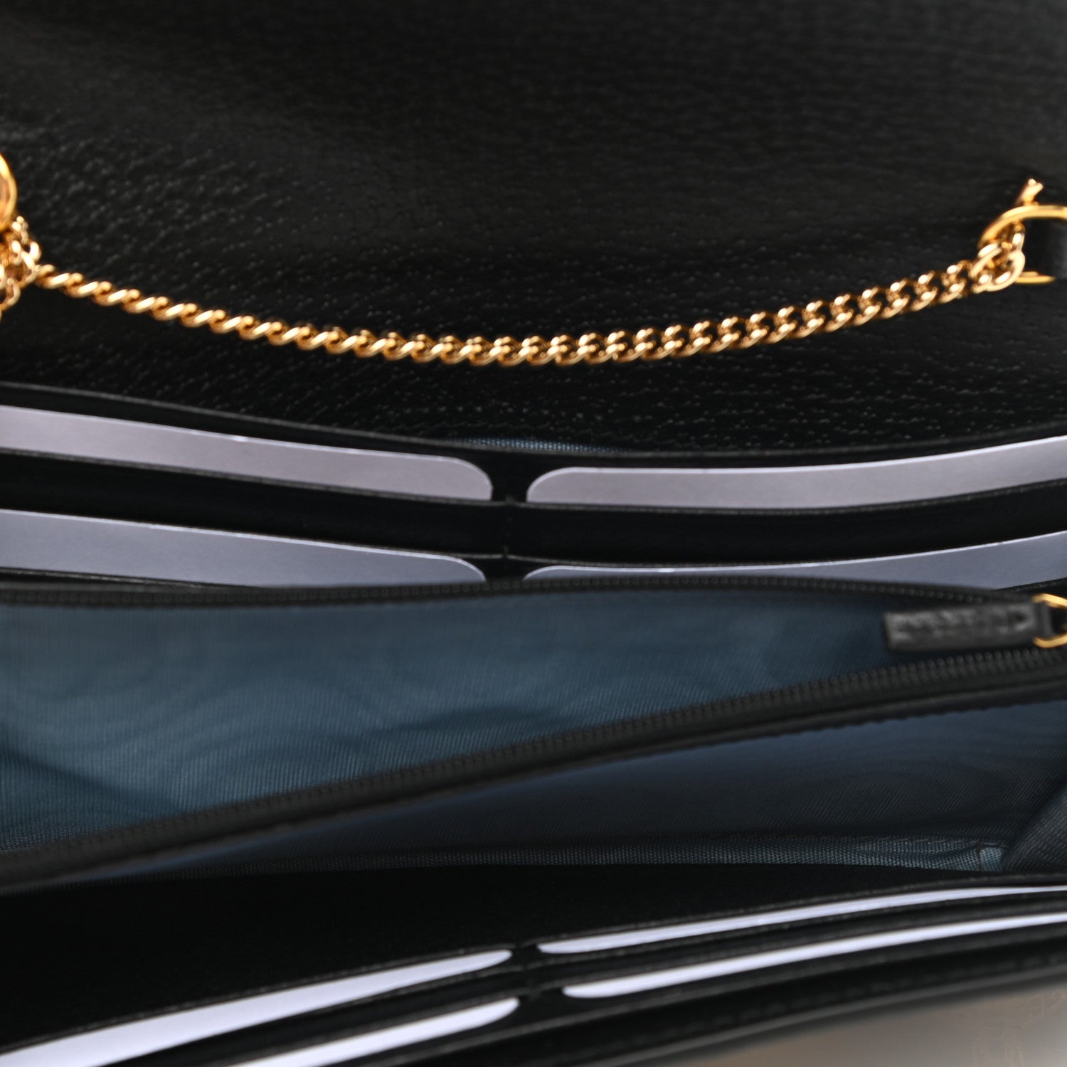 Gucci Grained Calfskin Bee Star Continental Chain Wallet Black 5 of 8