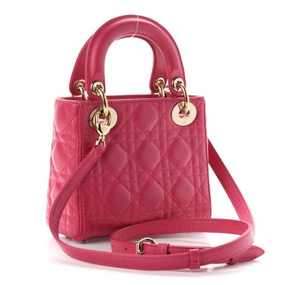 Christian Dior Lambskin Cannage Mini Lady Dior Fuchsia 3 of 8