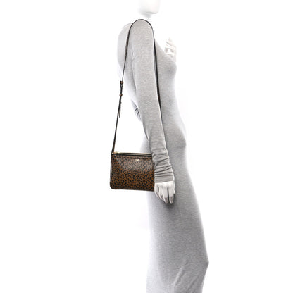 Celine Goatskin Leopard Printed Small Trio Crossbody Bag Brown Black 2 of 13