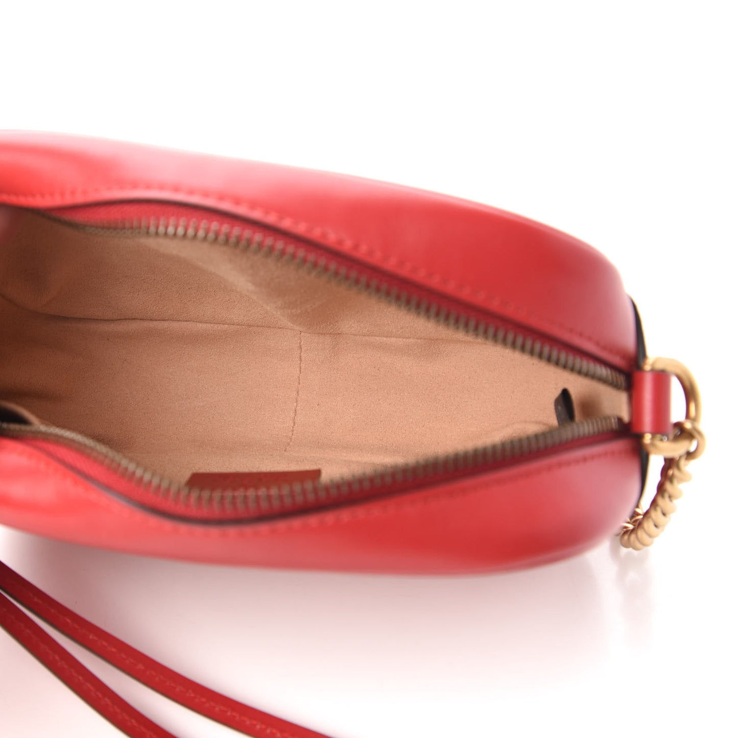 Calfskin Matelasse Mini GG Marmont Chain Shoulder Bag Hibiscus Red