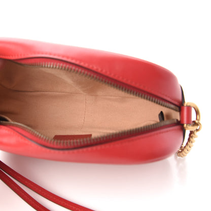 Gucci Calfskin Matelasse Mini GG Marmont Chain Shoulder Bag Hibiscus Red 5 of 10