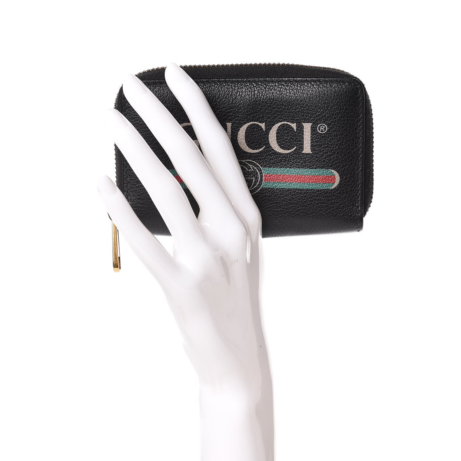 Gucci Calfskin Logo Zip Around Card Case Black 2 of 8