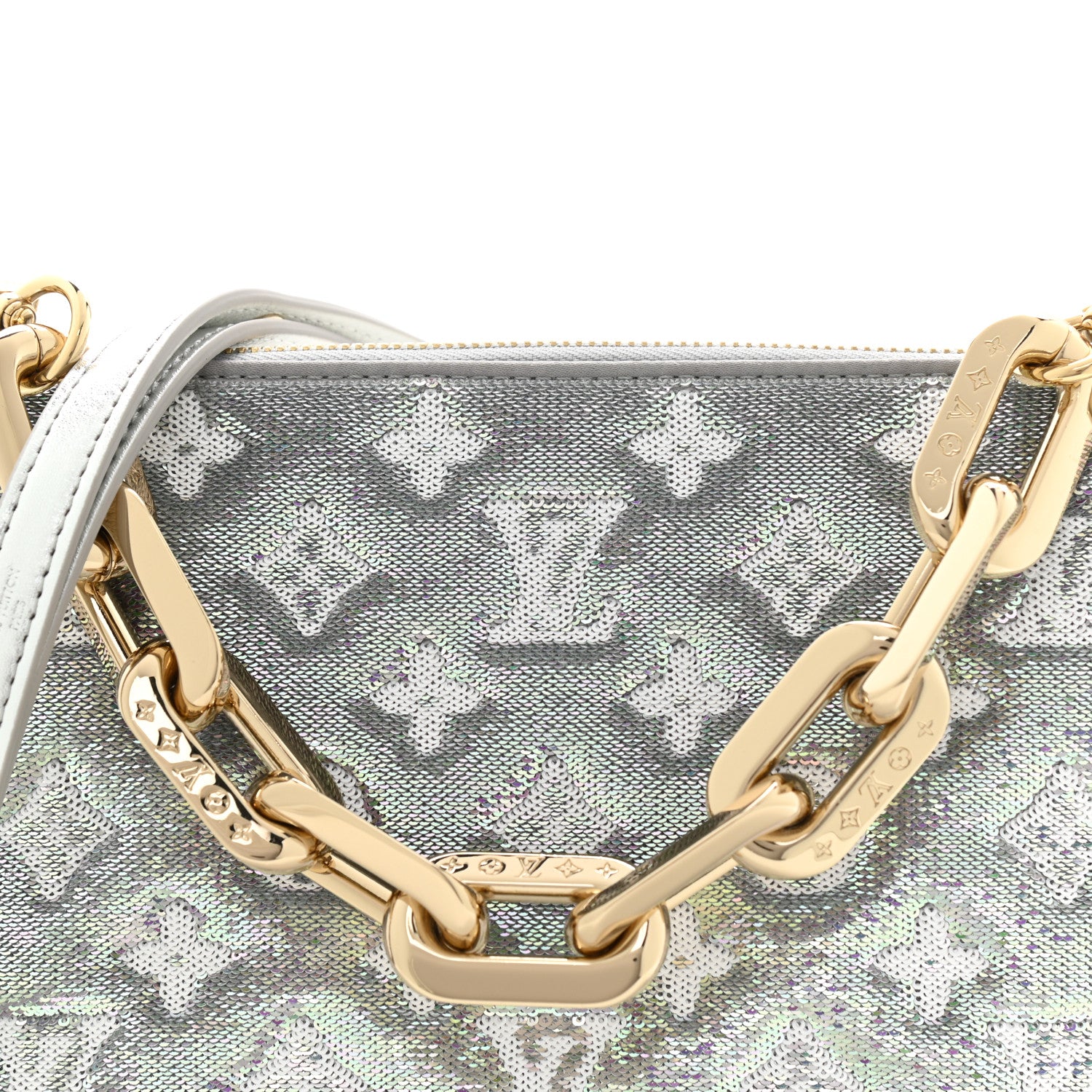 Louis Vuitton Satin Sequin Embroidered Monogram Coussin BB Silver 7 of 9