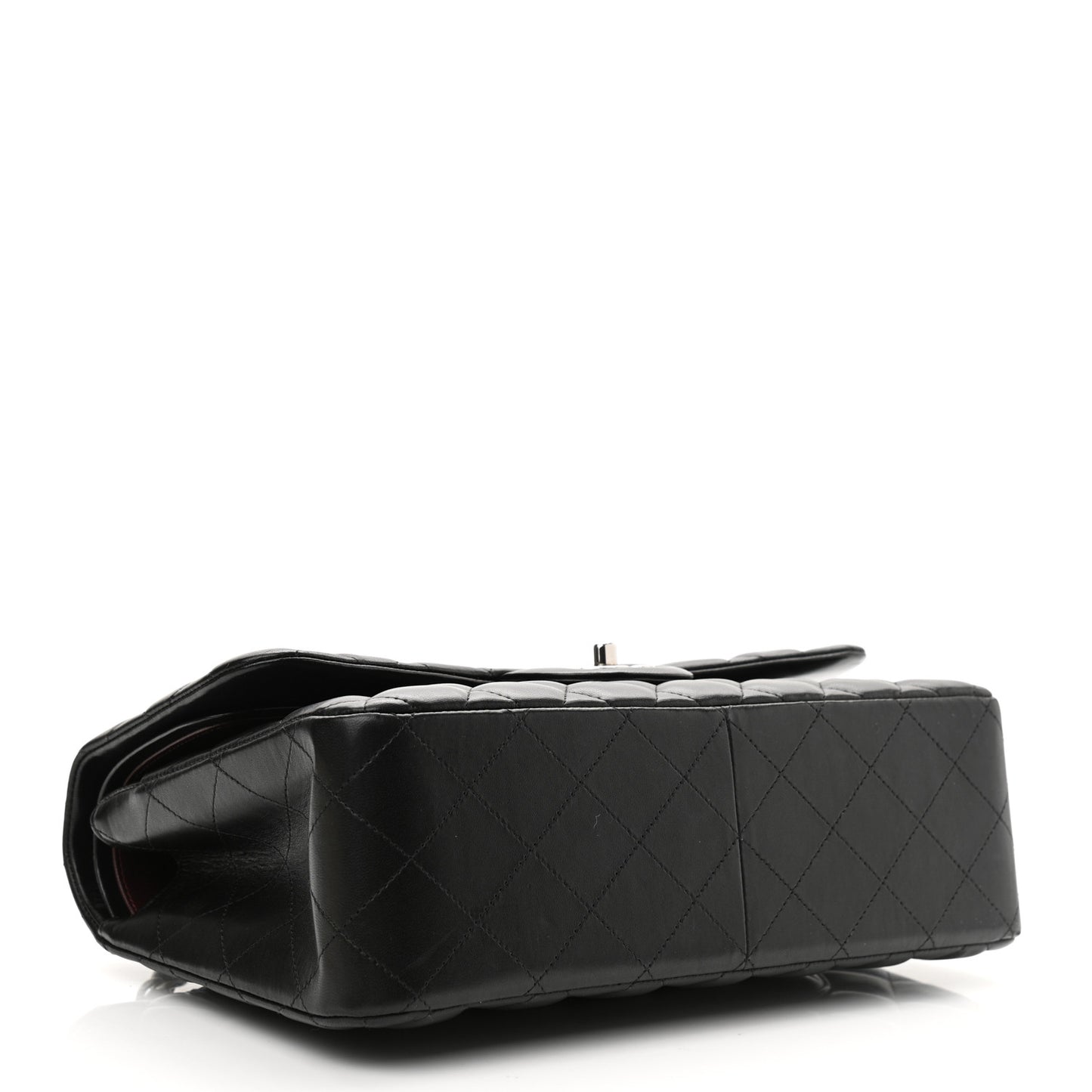 Lambskin Quilted Jumbo Double Flap Black