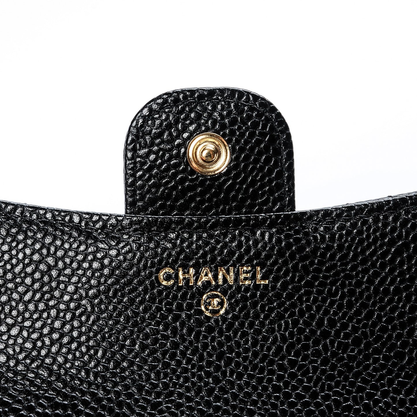 Caviar Quilted Compact Flap Wallet Black